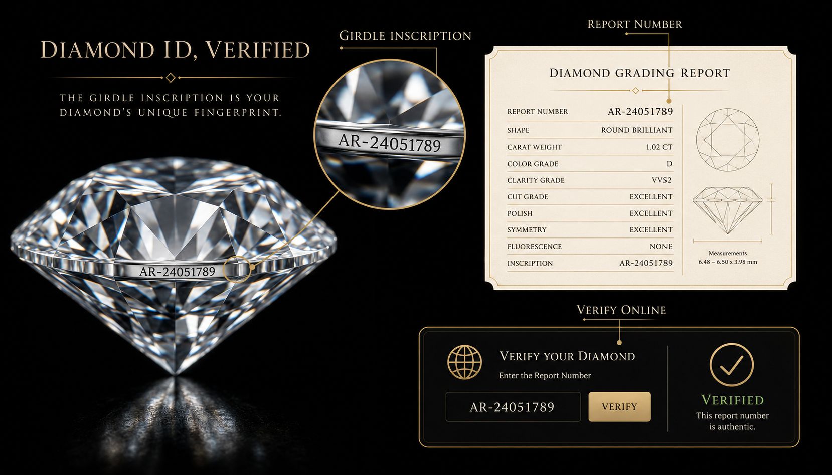 Diamond Laser Inscriptions and Report Verification Diamond laser inscription and certificate verification process