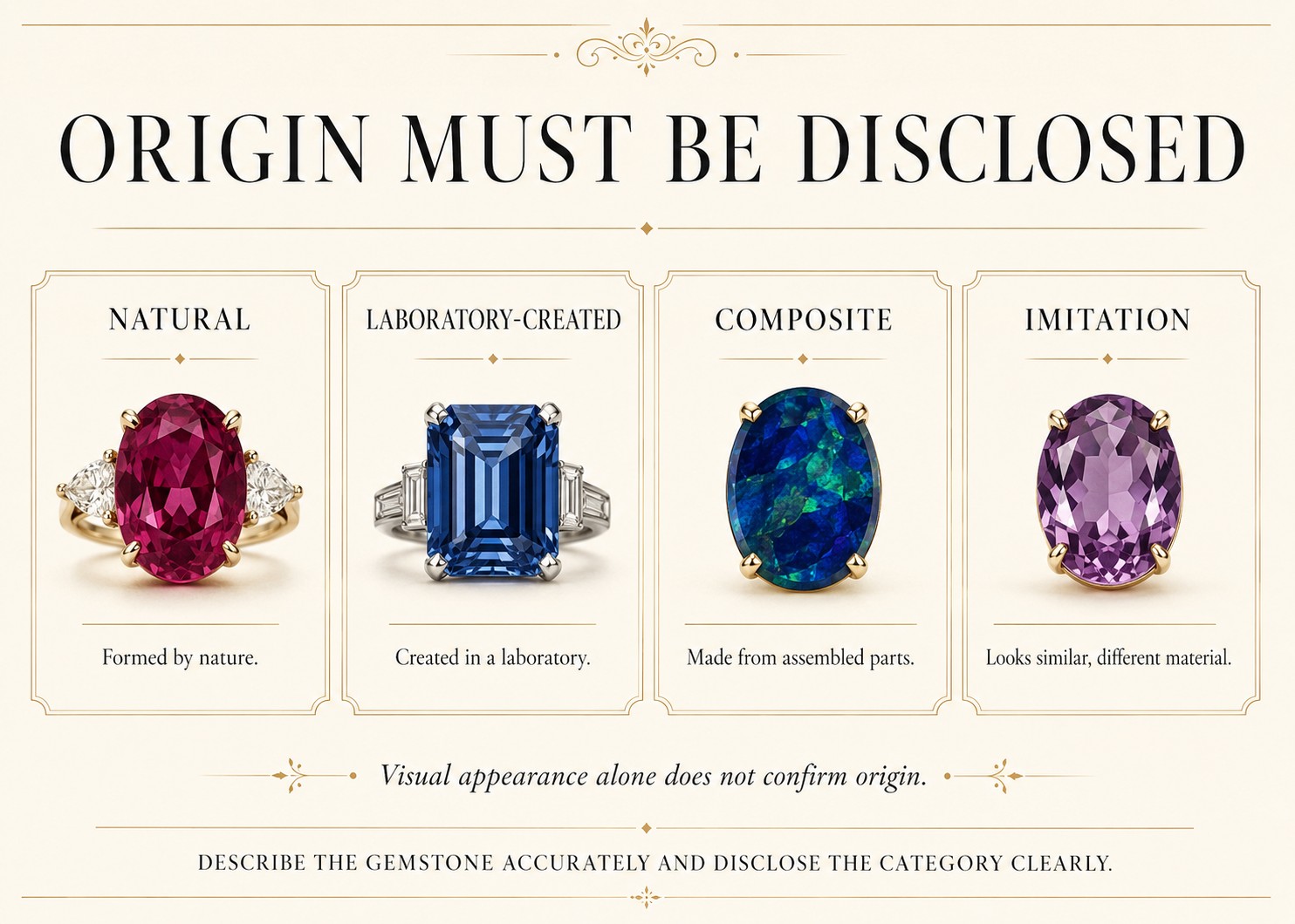 Stone Variety Verifications A close-up verification of sapphire variety labels