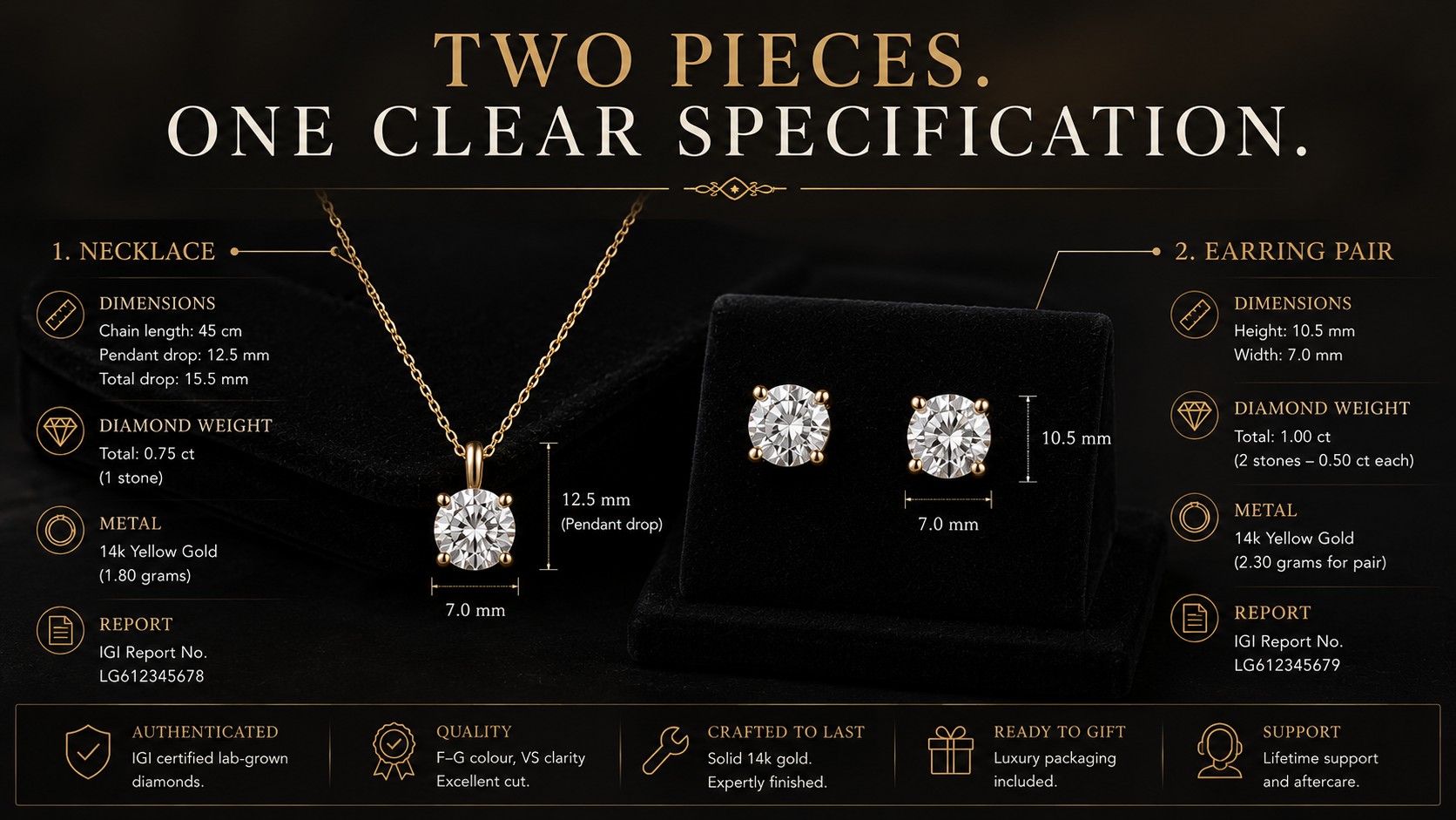 Necklace & Earring Set Guide A matching diamond necklace and earring set