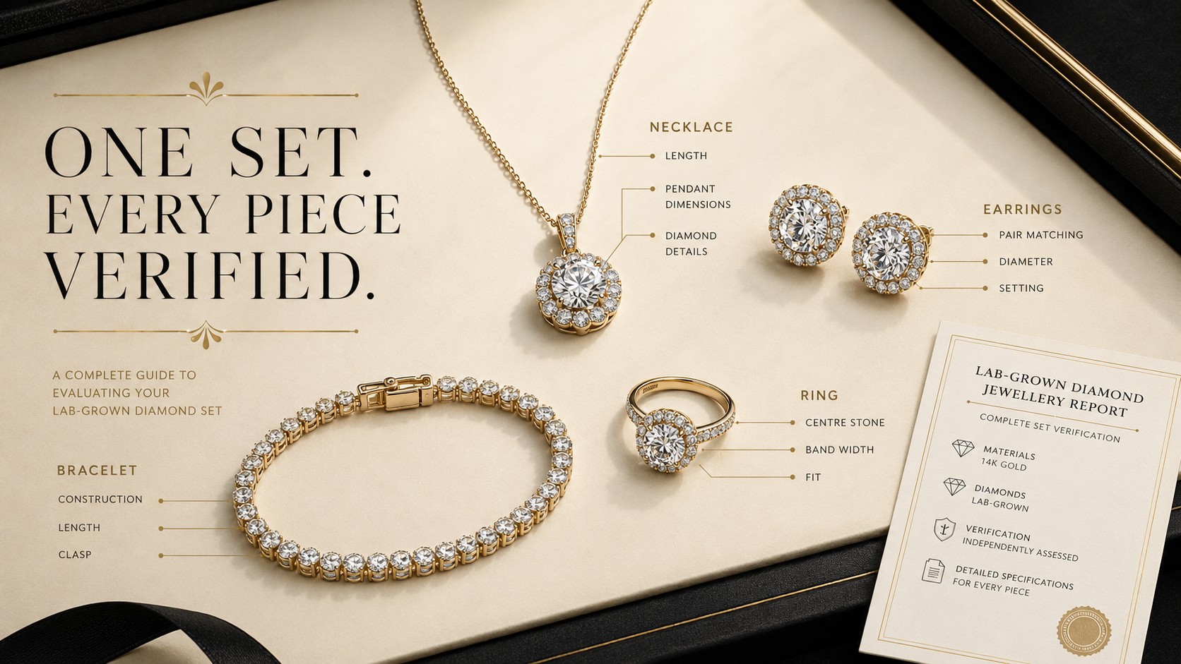 Understand the Total Carat Weight of the Entire Set Jewellery set total carat weight component allocation earring necklace bracelet