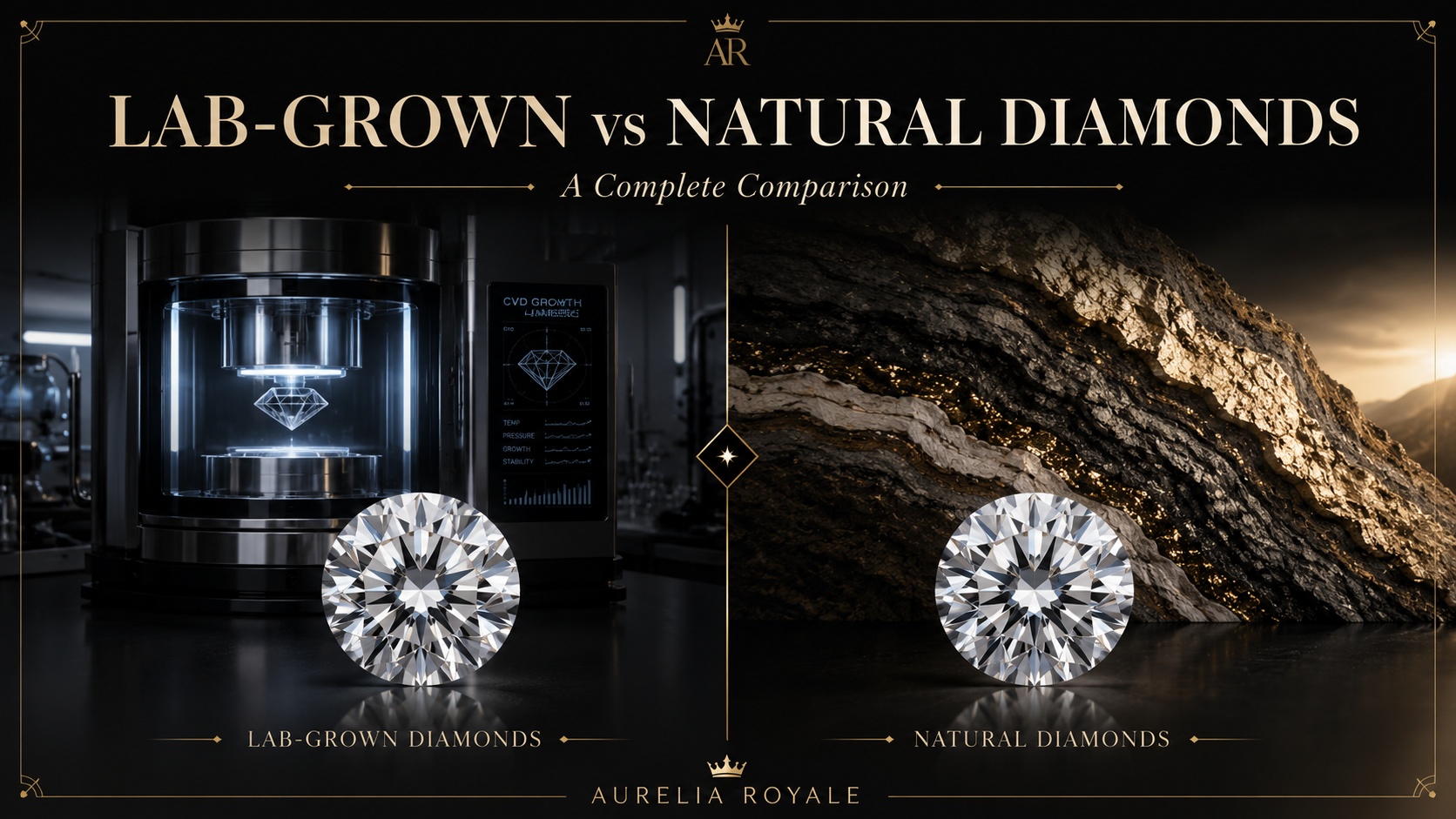 Different Origins, Same Material Lab-grown vs natural diamond formation geological versus manufactured origin