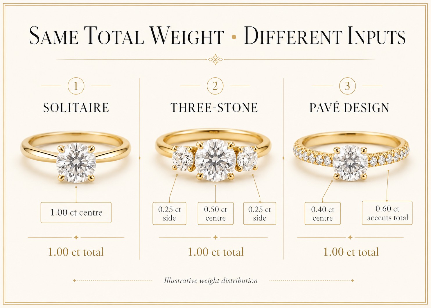 9. The Number of Diamonds Can Affect the Finished Product Diamond jewellery pricing factors stone count metal dimensions construction
